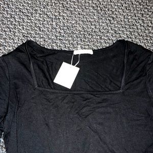 Square neckline black long sleeve shirt from Amazon